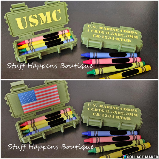Customizable Marine Corps Tactical Ration Box - 3D Printed Box w/ Crayons