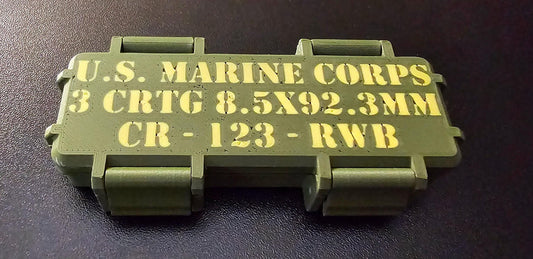 Patriotic USMC Crayon Ration Box,– Red, white, & Blue- 3D Printed Box w/ Crayons