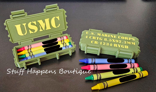 Crayon USMC Ration Box – Hidden Lid Tribute for the Proud Few  - 3D Printed Box w/ Crayons
