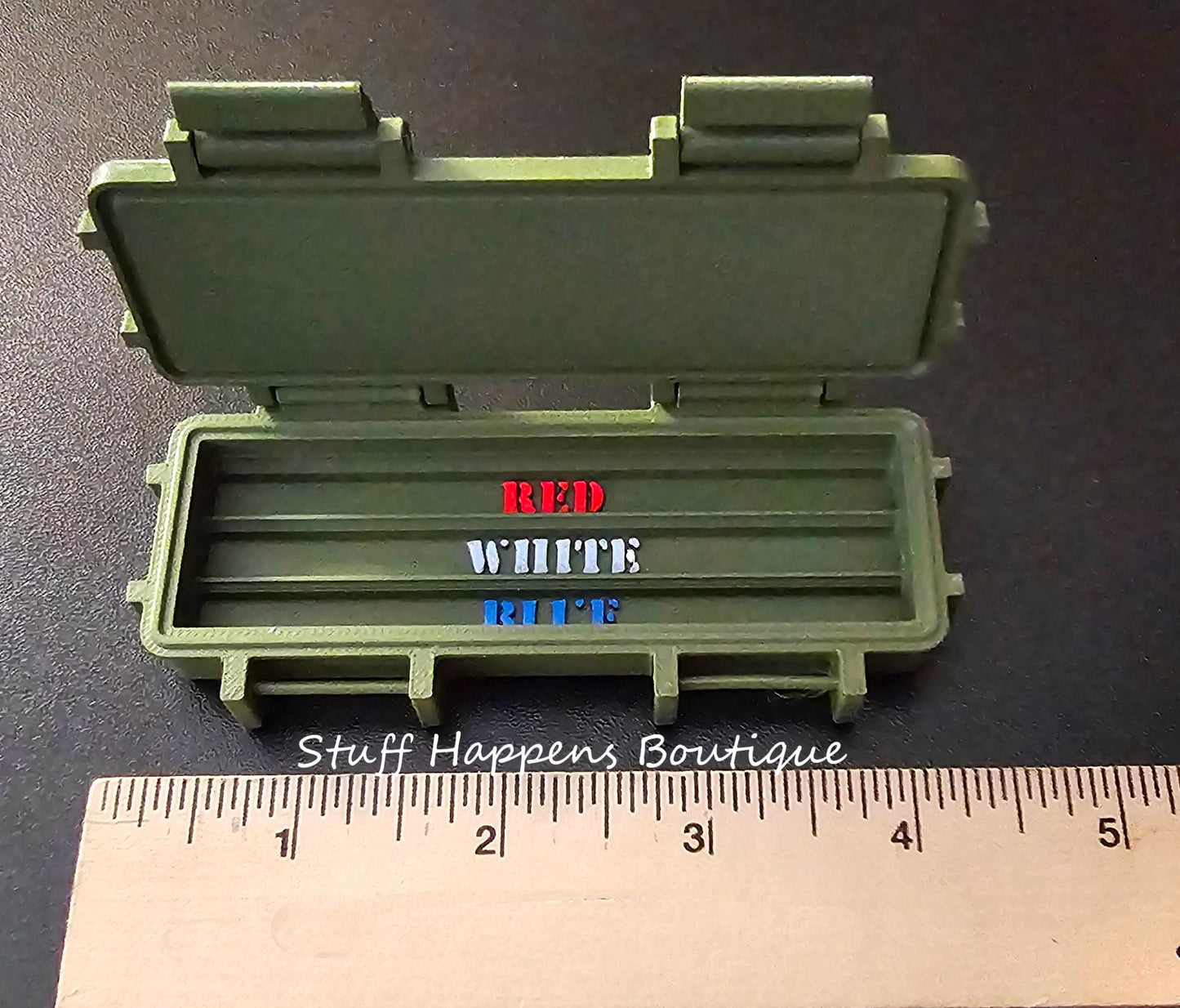 Patriotic USMC Crayon Ration Box,– Red, white, & Blue- 3D Printed Box w/ Crayons