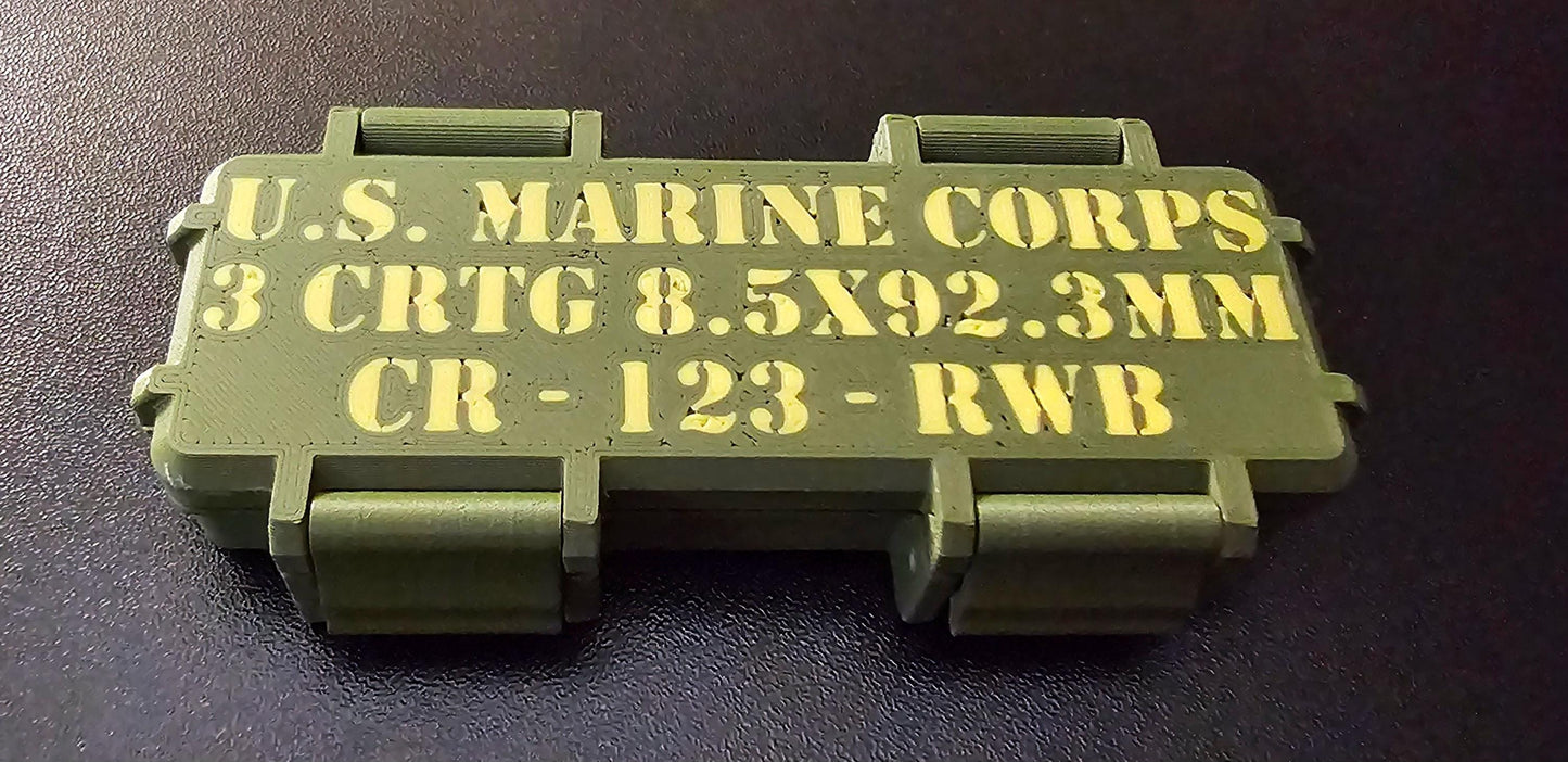 Patriotic USMC Crayon Ration Box,– Red, white, & Blue- 3D Printed Box w/ Crayons