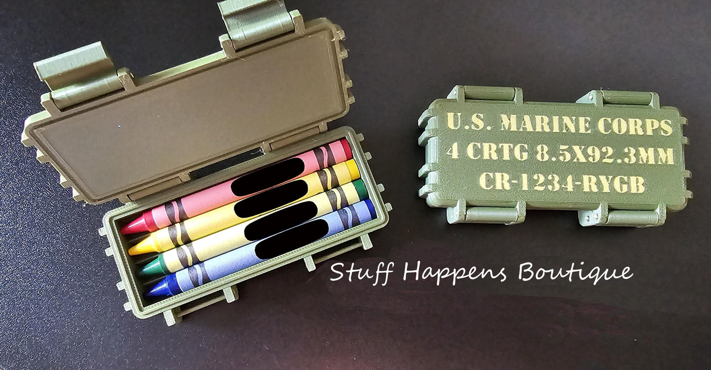 Marine Corps Tactical Ration Box - 3D Printed Box w/ Crayons