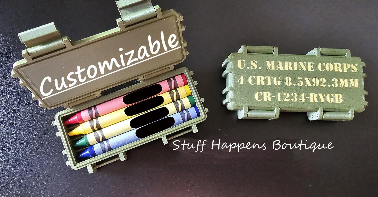 Customizable Marine Corps Tactical Ration Box - 3D Printed Box w/ Crayons