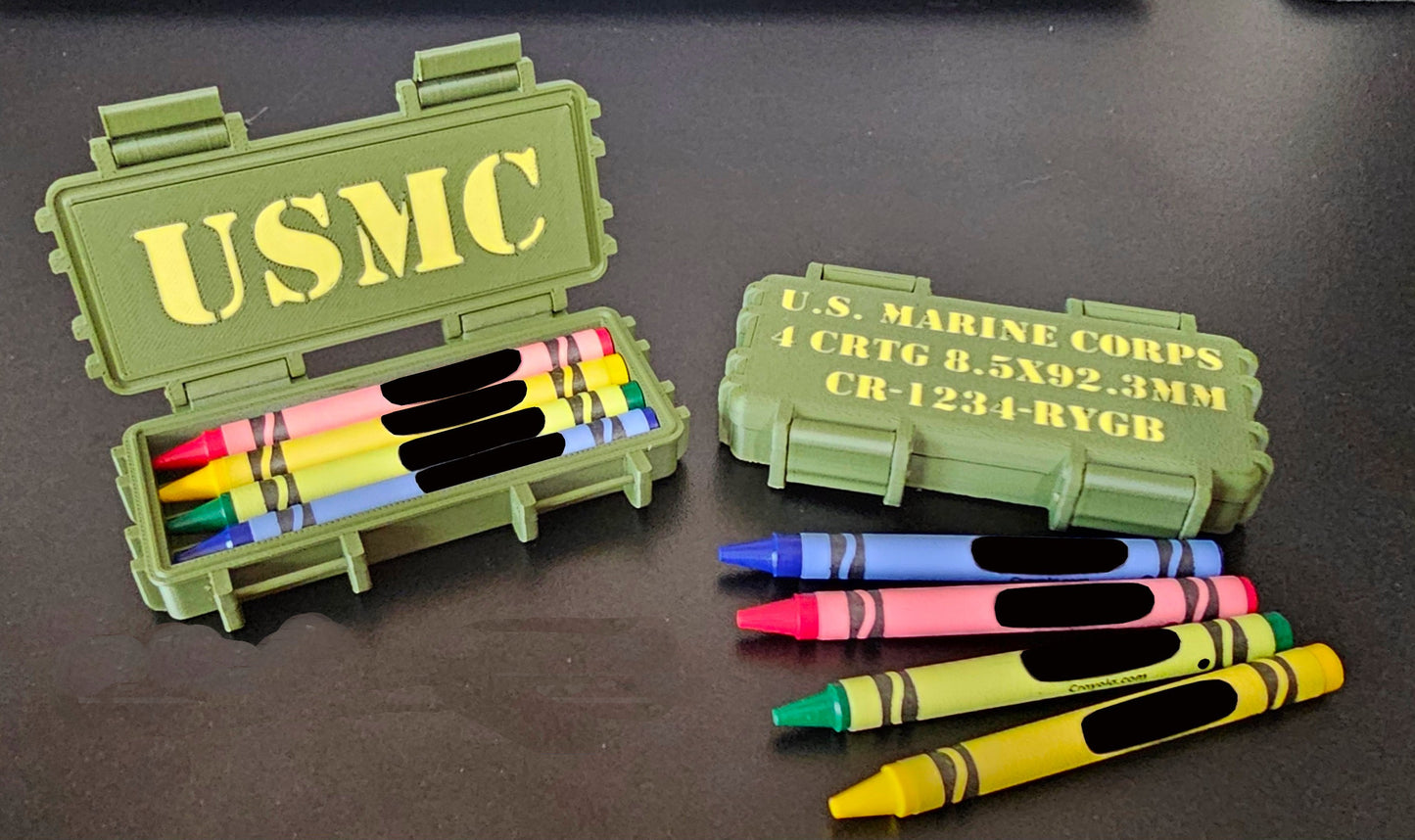 Customizable Marine Corps Tactical Ration Box - 3D Printed Box w/ Crayons