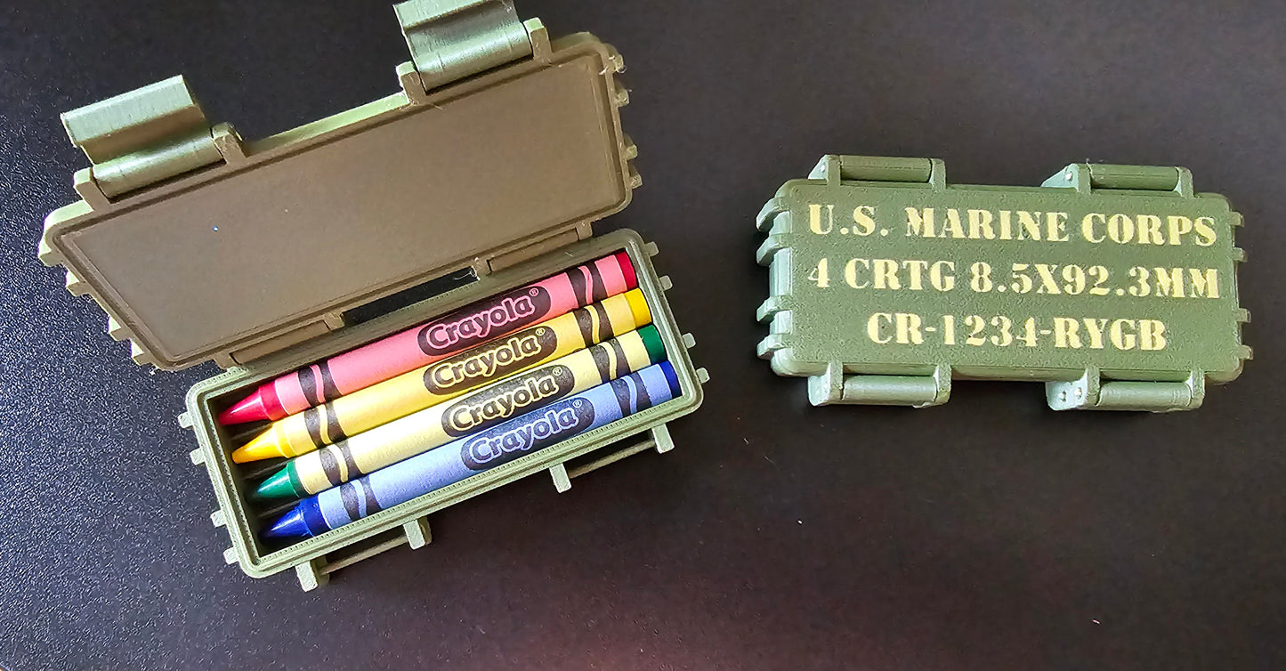 Marine Corps Tactical Ration Box - 3D Printed Box w/ Crayons