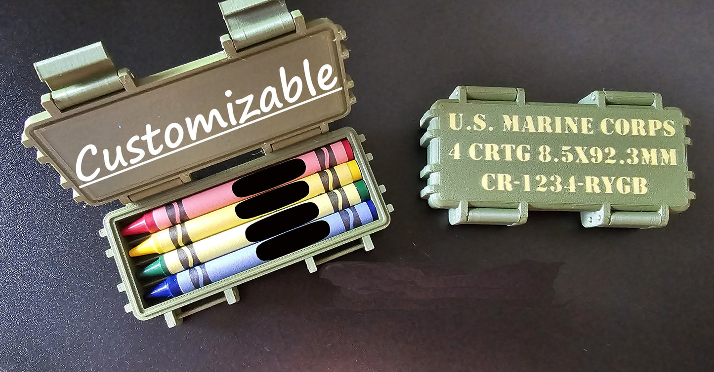 Customizable Marine Corps Tactical Ration Box - 3D Printed Box w/ Crayons