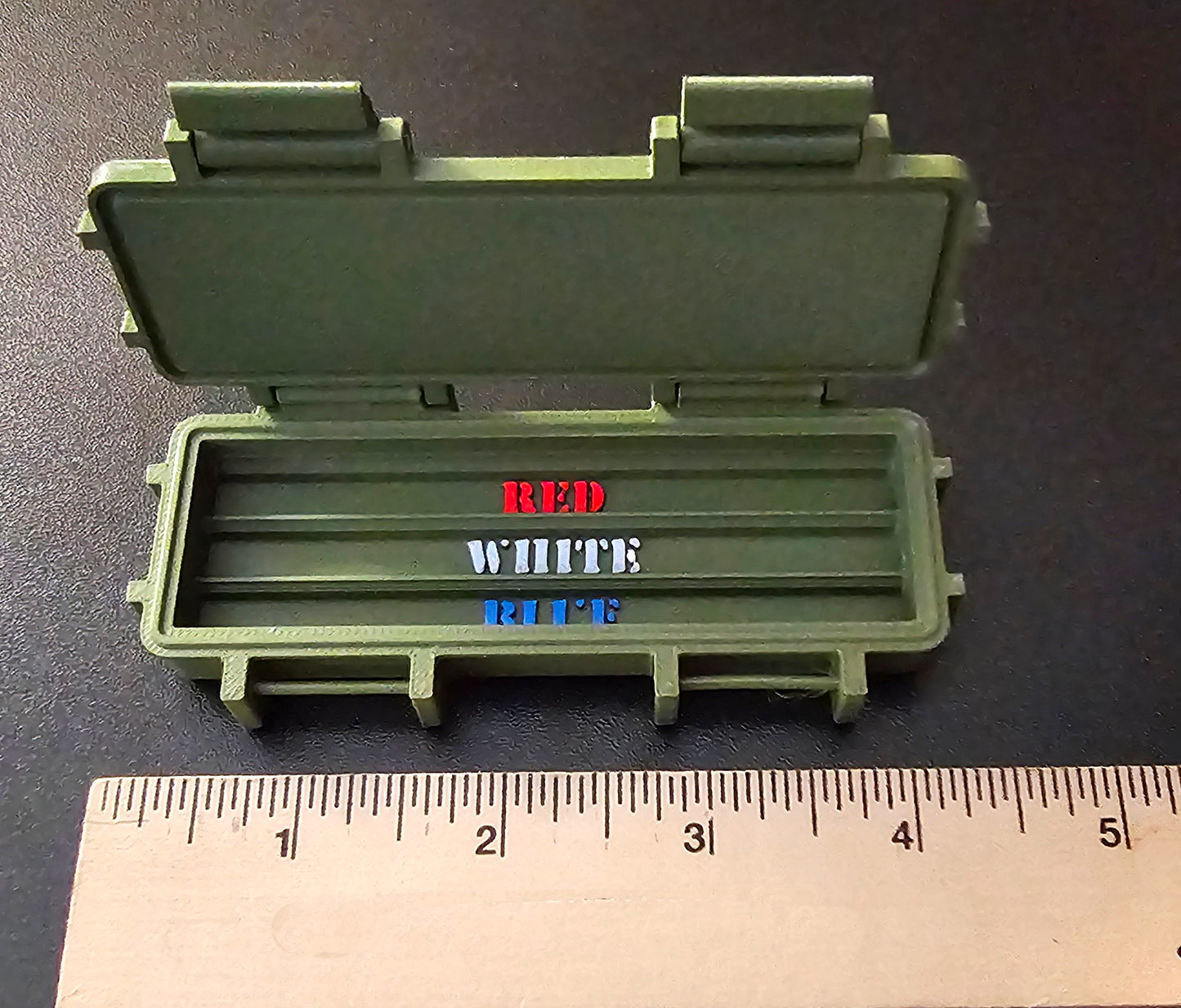 Patriotic USMC Crayon Ration Box,– Red, white, & Blue- 3D Printed Box w/ Crayons